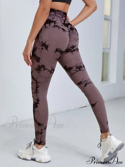 Tie Dye Waist Tummy Control Seamless Push Up Yoga Legging