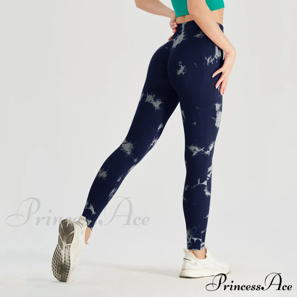 Tie Dye Waist Tummy Control Seamless Push Up Yoga Legging