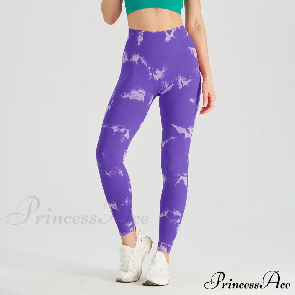 Tie Dye Waist Tummy Control Seamless Push Up Yoga Legging