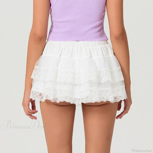 Tie-Up Bow Mesh Ruffle Skirt