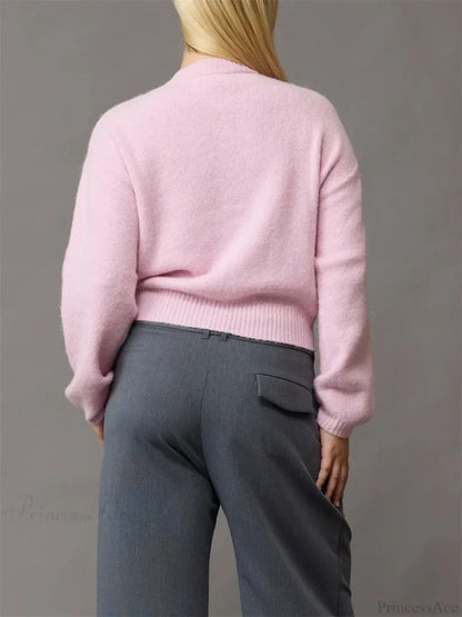 Tie-up Button Solid Knit Cardigan