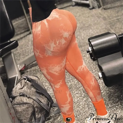 Tiedye Seamless Push Up Booty Pants Scrunch Sports Fitness High Waist Workout Yoga Leggings