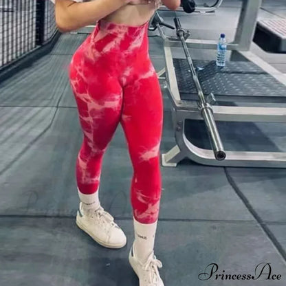 Tiedye Seamless Push Up Booty Pants Scrunch Sports Fitness High Waist Workout Yoga Leggings