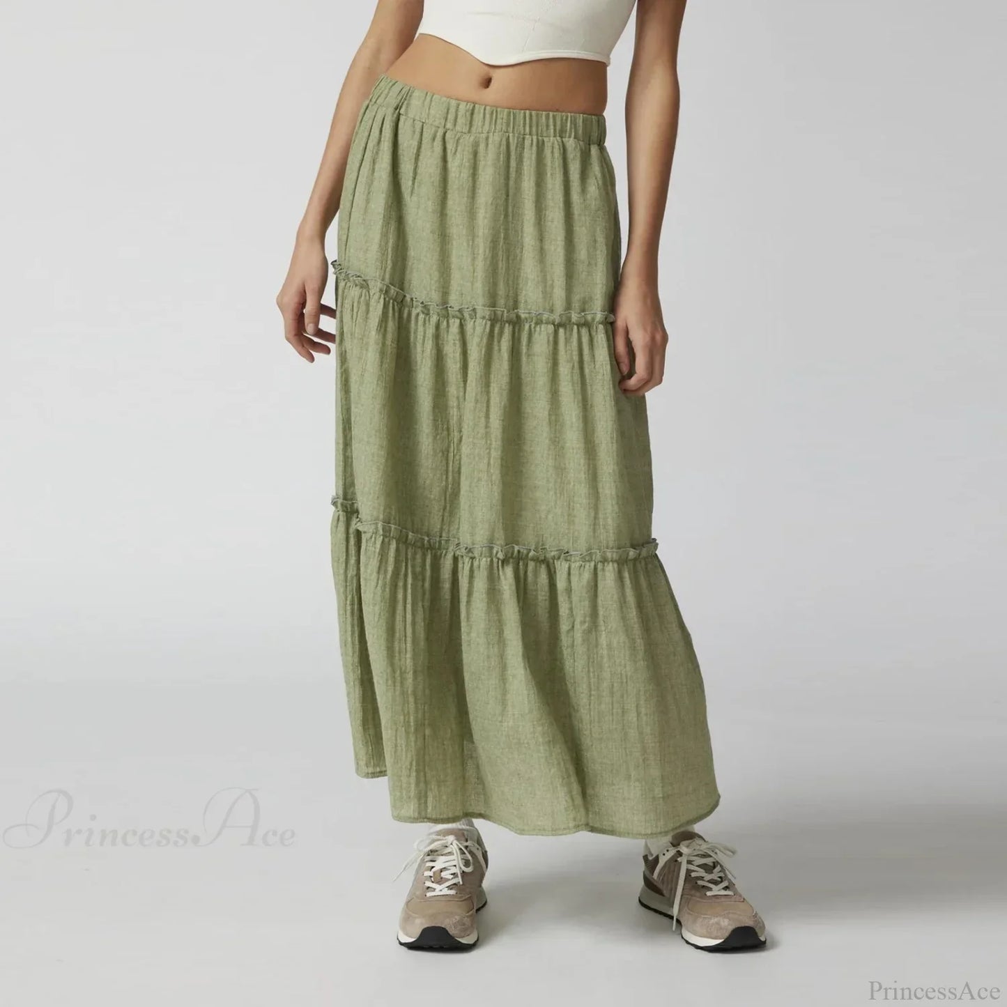Tiered Bohemian Frill Trim Skirt