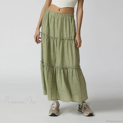 Tiered Bohemian Frill Trim Skirt