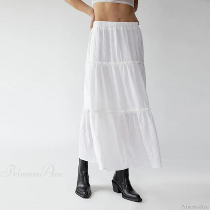 Tiered Bohemian Frill Trim Skirt