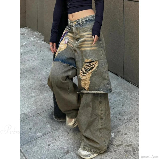 Torn Empty Dark Harajuku Pant