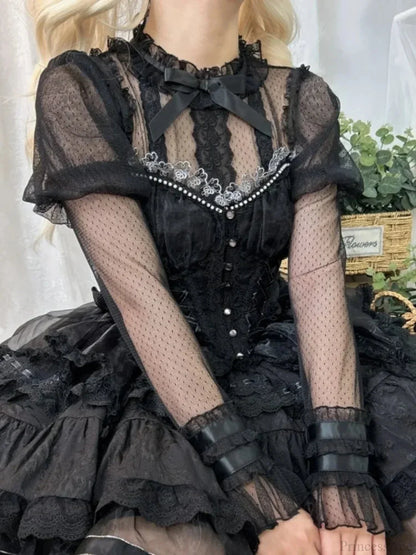 Transparent Embroidered Lace Top