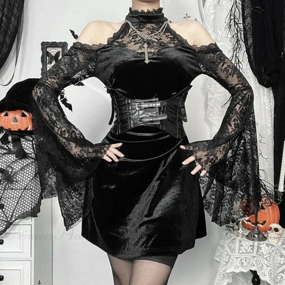 Transparent Lace Slender Mini Dress