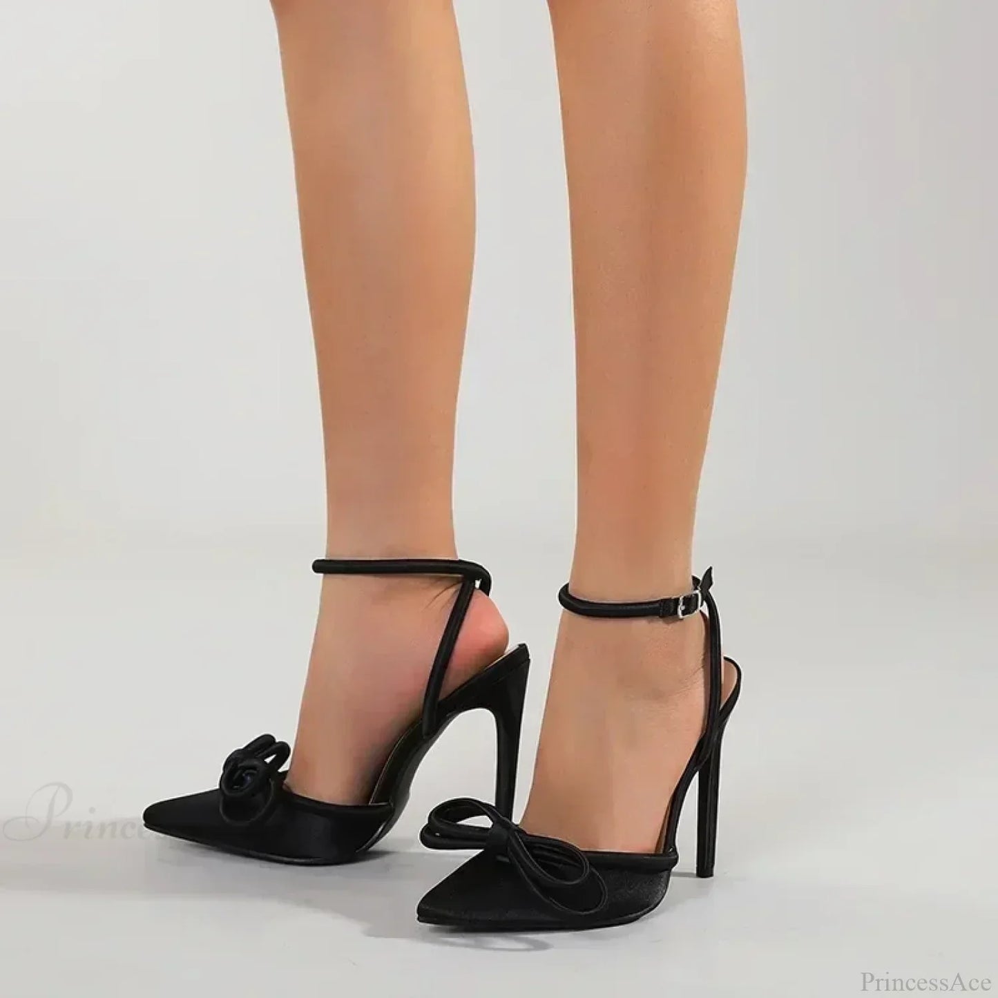 Transparent Pvc Flowers 11CM Thin High Heels Peep Toe Pointed Narrow Band Ankle Strap Party High Heel
