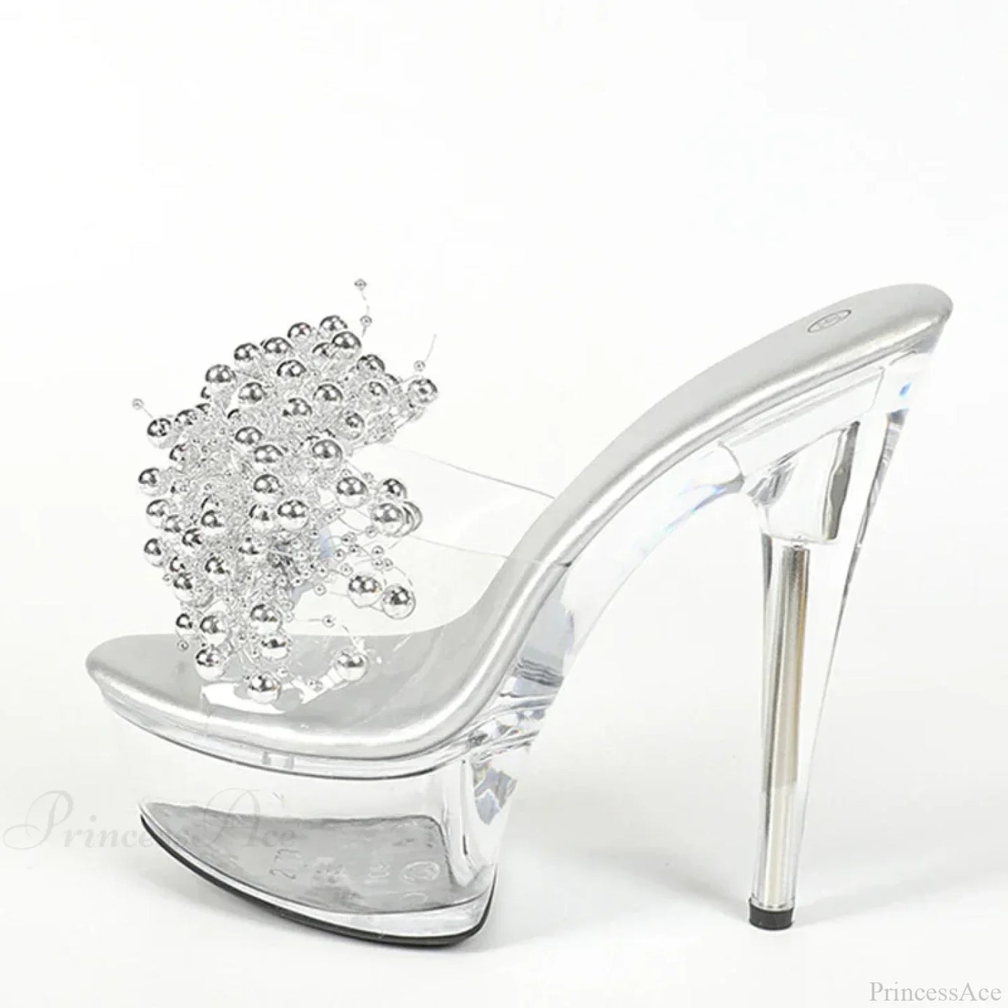 Transparent Slippers Silver Pearl Designer Sexy Open Toe Clear High Heels Platform Sandals High Heel