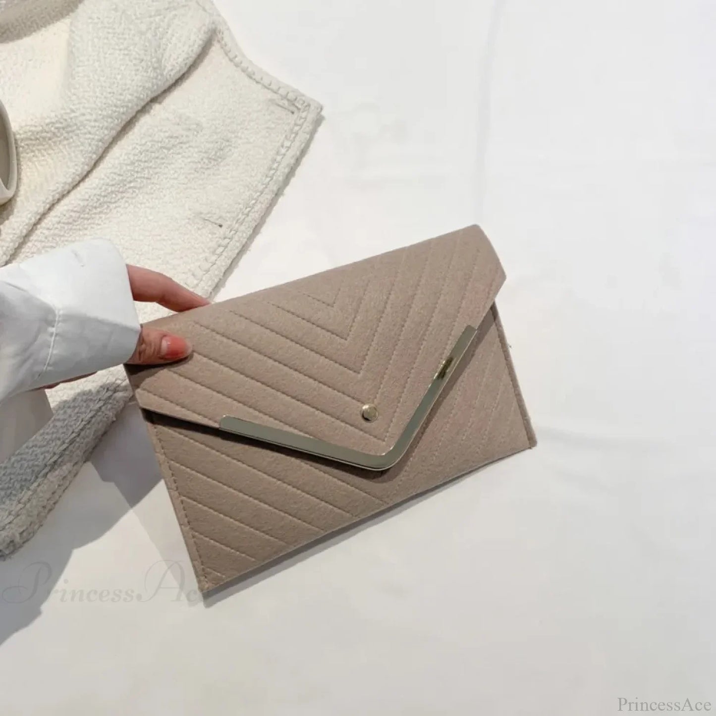 Trendy Evening Felt Envelope Clutch Wristlet