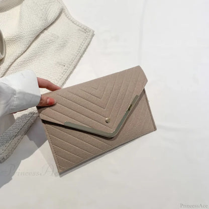Trendy Evening Felt Envelope Clutch Wristlet
