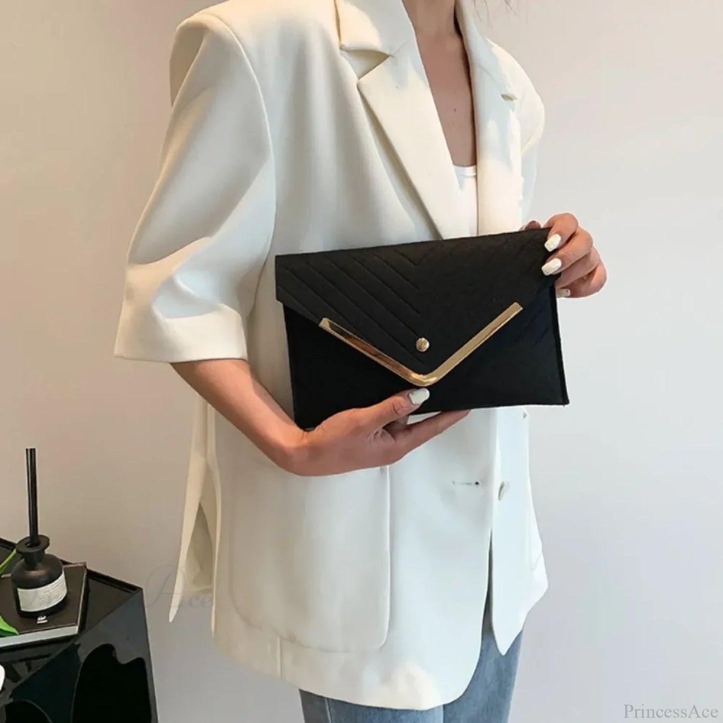 Trendy Evening Felt Envelope Clutch Wristlet