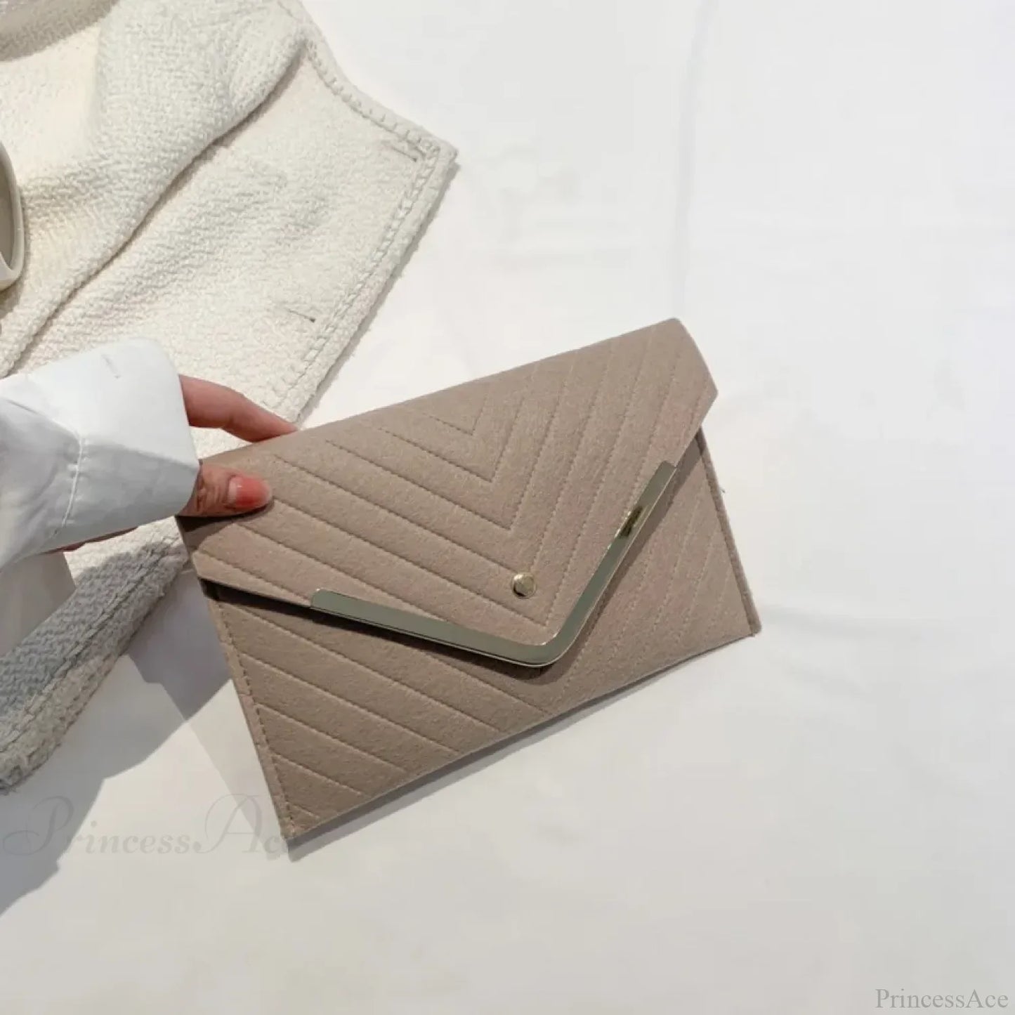 Trendy Evening Felt Envelope Clutch Wristlet