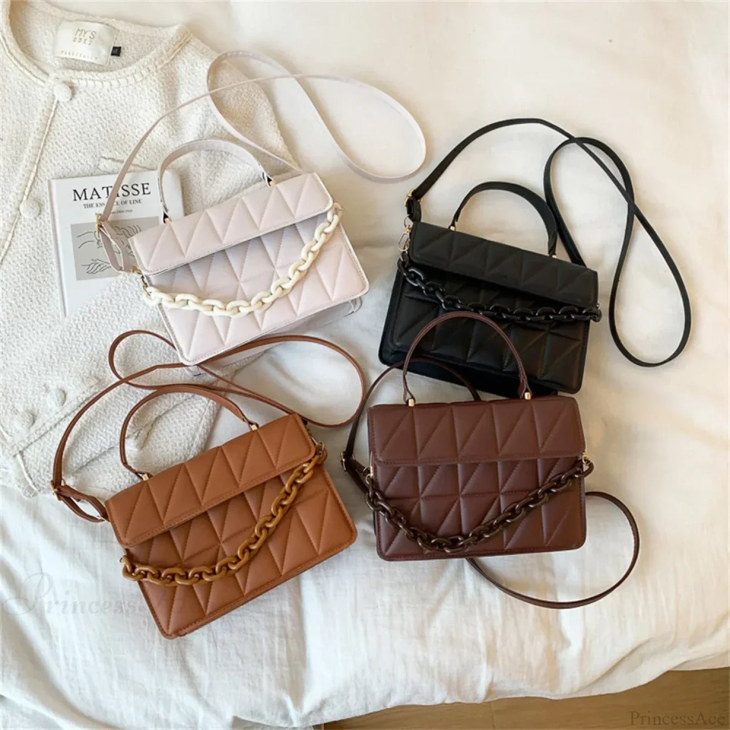 Trendy Plaid Chain Designer Crossbody Handbag