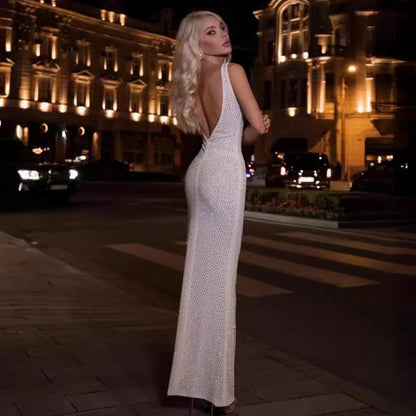 Trendy Stretchy Long Dress Backless Party Prom Dress