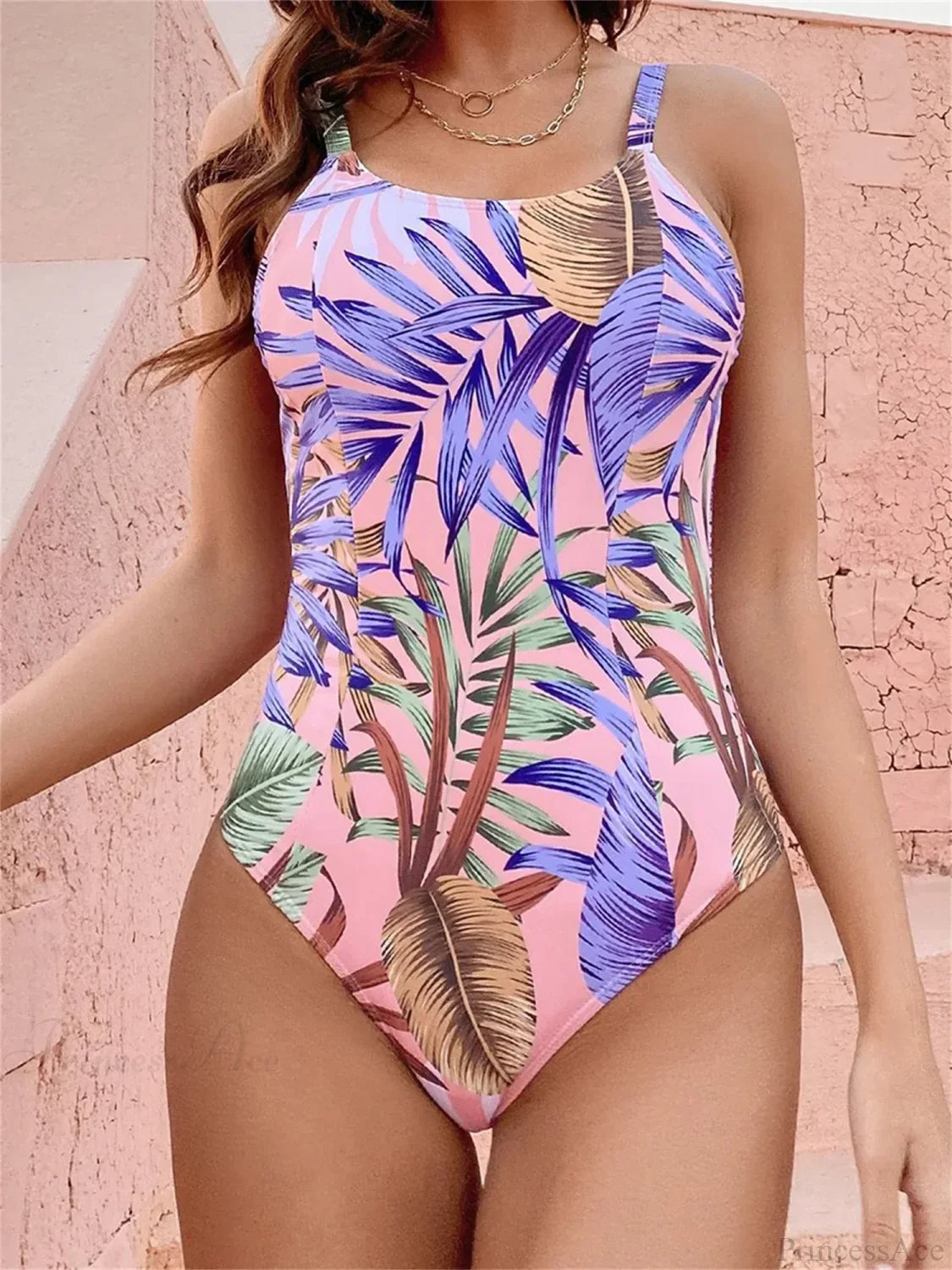 Conjunto de una pieza: pelele sin mangas con estampado tropical