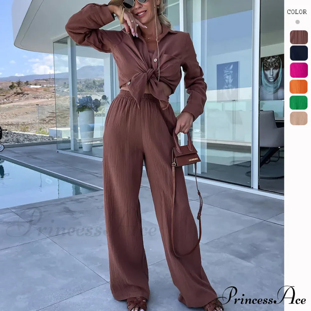 Turn-Down Collar Long Sleeve Suit