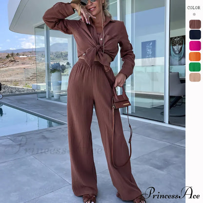 Turn-Down Collar Long Sleeve Suit