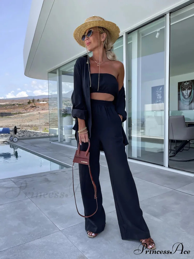 Turn-Down Collar Long Sleeve Suit