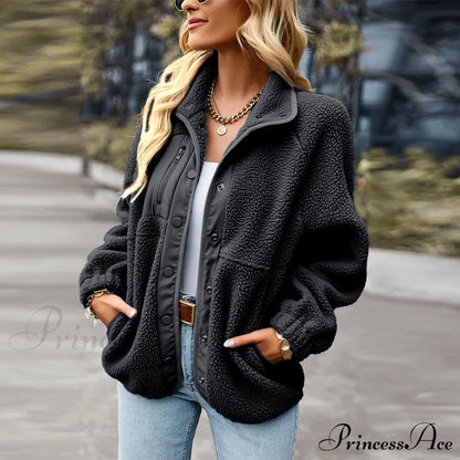 Turn Down Collar Patchwork Jacket