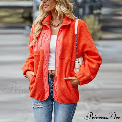 Turn Down Collar Patchwork Jacket