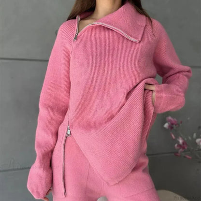 Turtle Collar Zip Sweater
