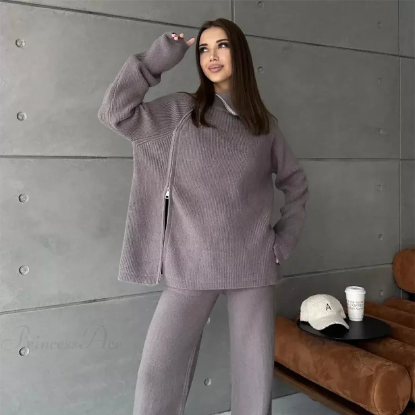 Turtle Collar Zip Sweater