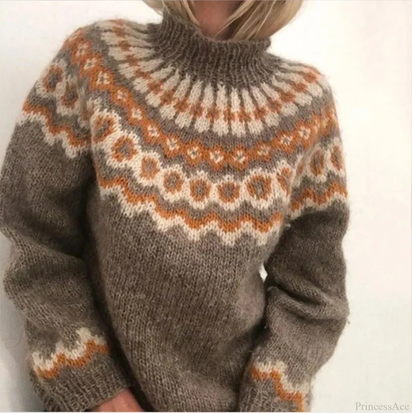 Turtleneck Crochet Streetwear Sweater