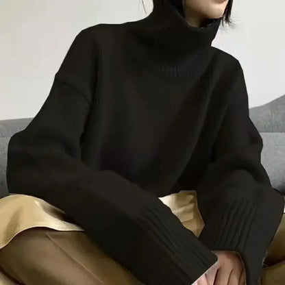 Turtleneck Elegant Gray Red Sweater