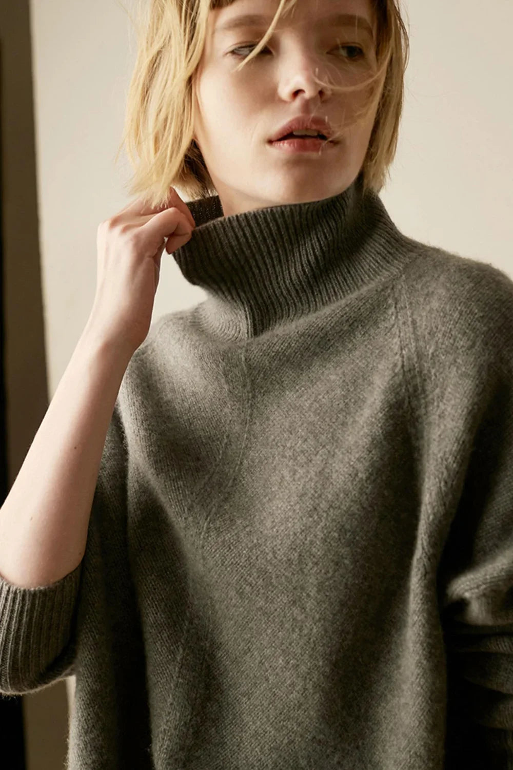 Turtleneck Wool Split Sweater