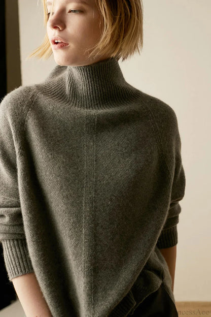 Turtleneck Wool Split Sweater