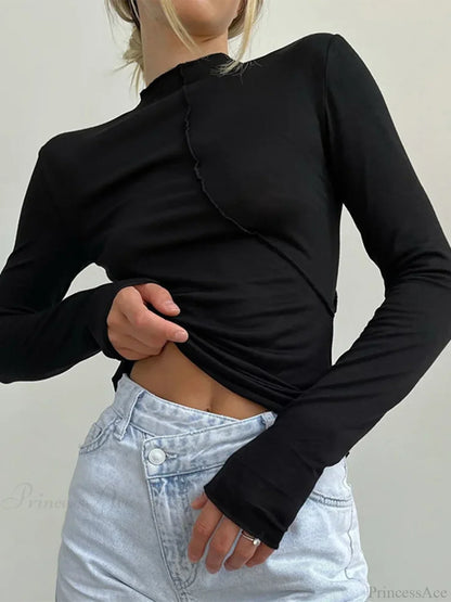 Turtleneck Y2K Long Sleeve Casual Slim Fit Knit Top