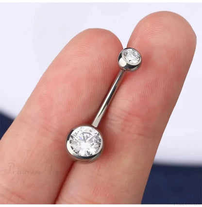 Twofold Jewel Medieval Rhinestone Navel Ring