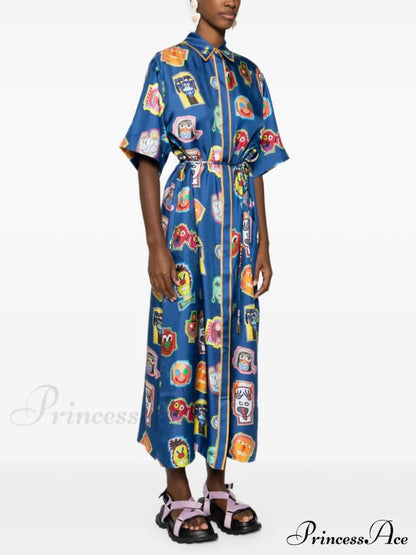 Unique Graffiti Fun Charming Print Midi Dress