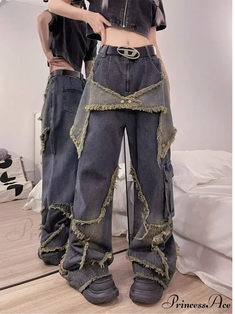 Unique Versatile Straight Leg High Waist Summer Loose Wide Leg Vintage Style Women's Jean