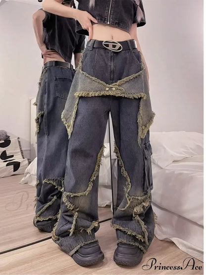 Unique Versatile Straight Leg High Waist Summer Loose Wide Leg Vintage Style Women's Jean