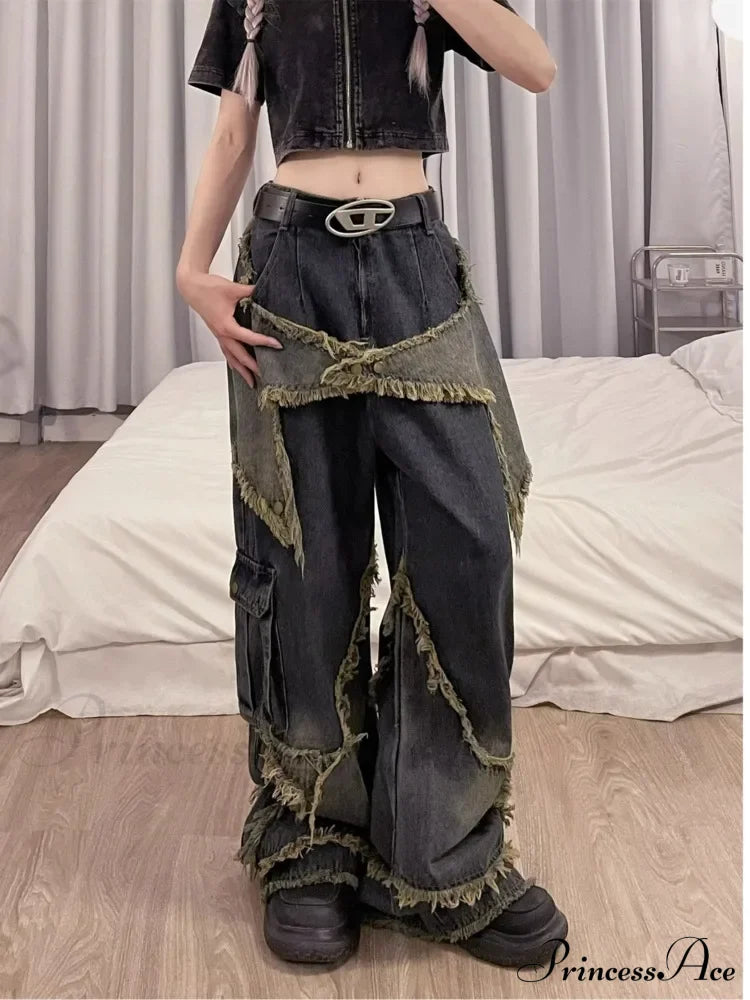 Unique Versatile Straight Leg High Waist Summer Loose Wide Leg Vintage Style Women's Jean