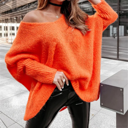 V - Neck Batwing Sleeve Y2k Sweater