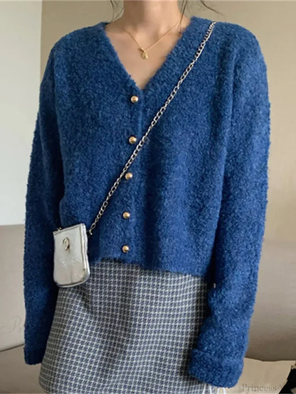 V-neck Cashmere Knit Cardigan