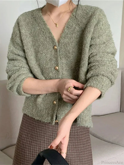V-neck Cashmere Knit Cardigan