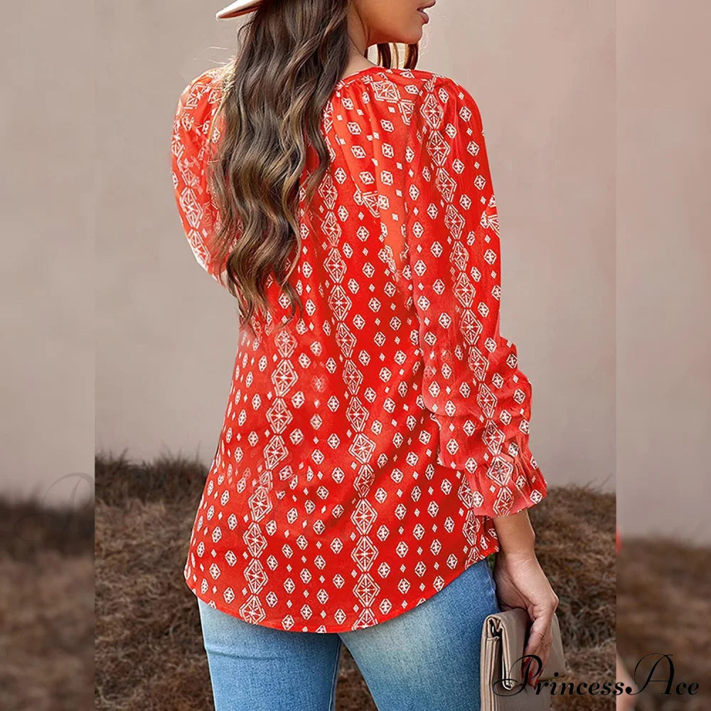 V-Neck Flowered Women's Bohemian Dokotoo Top