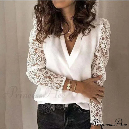 V-neck Lace Hollow Out Top