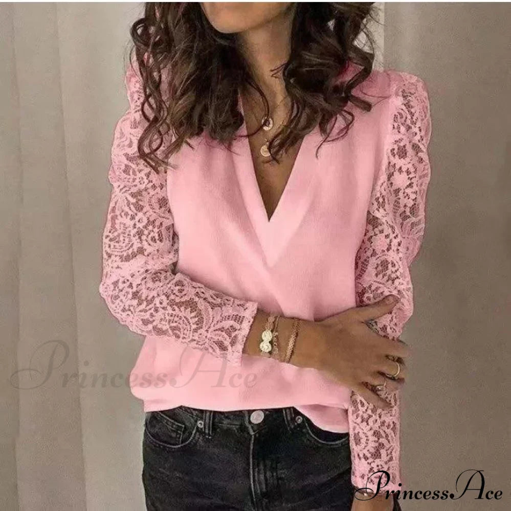 V-neck Lace Hollow Out Top