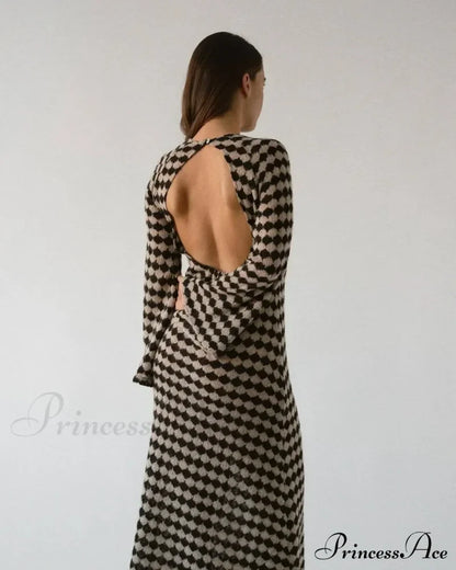 V Neck Plunge Maxi Dress