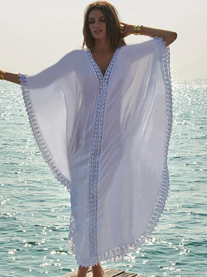 Pareo de bikini transparente con cuello en V