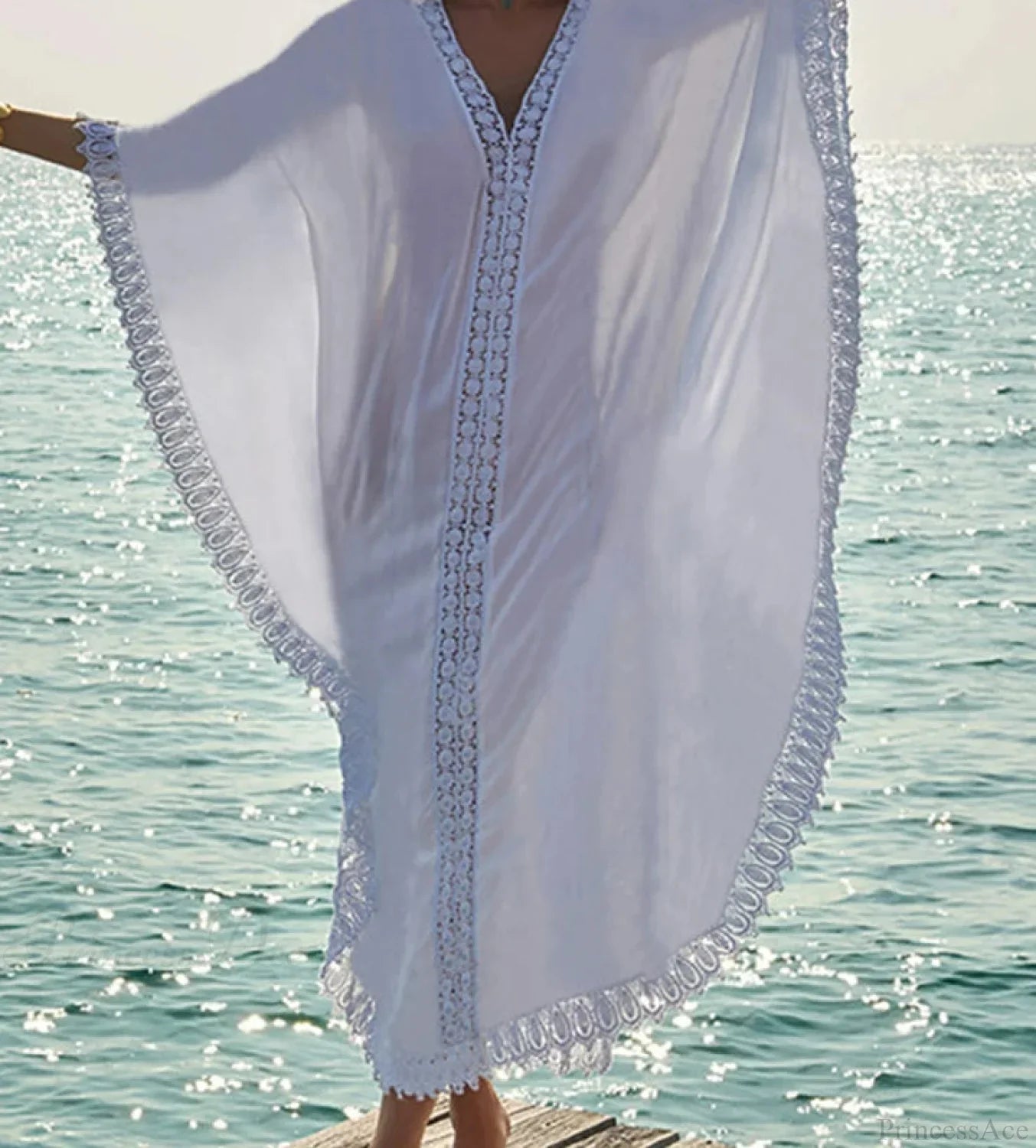 Pareo de bikini transparente con cuello en V