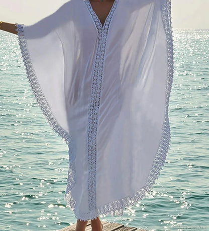 Pareo de bikini transparente con cuello en V