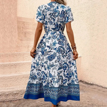 Vacation Style Floral Print Dress